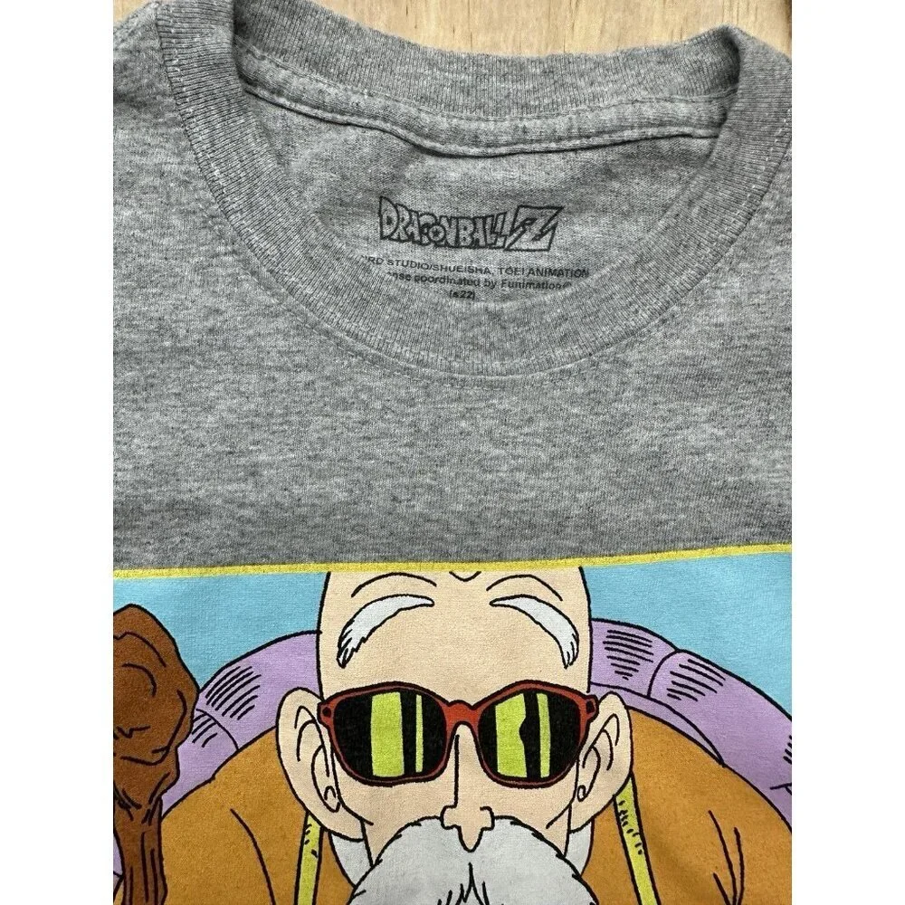 Dragon Ball Z Toei Animation Men's Master Roshi Gray Shirt Size S‎ Short Sleeve